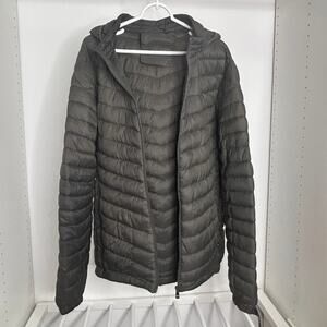 Black Lightweight Hooded Puffer Jacket Men’s XL Quilted Packable Nylon Coat